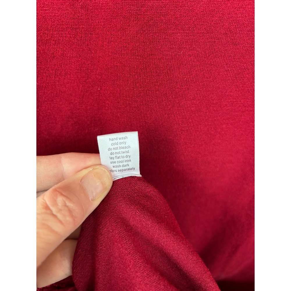 Effie's Heart Myrna Dress Crimson Red Pointelle Knit Ruffle Hem EH305r L/XL NEW - Picture 4 of 11